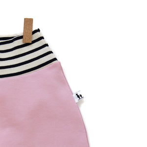 close-up of pink and stripes baby pants 