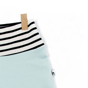 close-up of light blue and stripes baby pants 