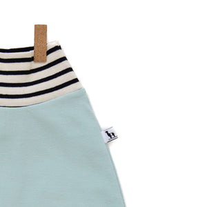 close-up of light blue and stripes baby pants 